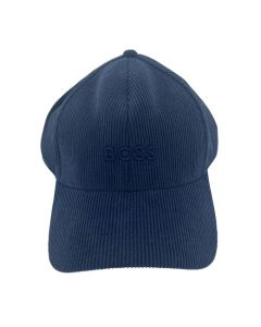 Navy Blue Corduroy Cap with Embroidered Logo