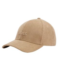 Beige Corduroy Cap with Embroidered Logo