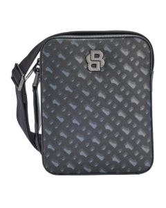 This BOSS Icon Monogram Leather Cross Body Bag has a polished gunmetal logo on the front with the Double B emblem.