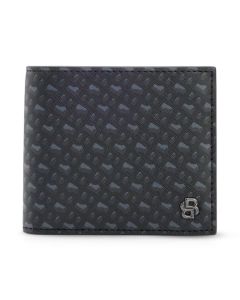 This Icon Monogram 8CC Bifold Wallet by BOSS has the 'B' monogram pattern all over on the exterior with saffiano leather on the interior.