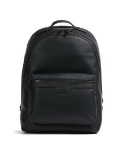 This BOSS Jareth Faux Leather Backpack in Black has a front zip pocket and main zipped compartment that can store your laptop.