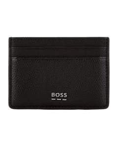 This Jareth 4CC Faux Grained Leather Card Holder by BOSS is made out of faux leather with a soft finish.