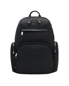 This Highway Black Backpack with Leather Trims by BOSS has multiple zipped compartments on the exterior so you can stay organised.