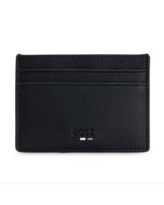 This BOSS Ray Grained Faux Leather 4CC Card Case has the brand name embossed on the front with three stripes as a dotted line underneath.