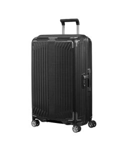 Samsonite's Lite-Box Spinner Black Suitcase, 69 cm has a hard-shell exterior and is great for short holidays.