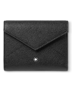 Montblanc's Sartorial Black Leather 6CC Wallet with Zip with snowcap emblem on front.