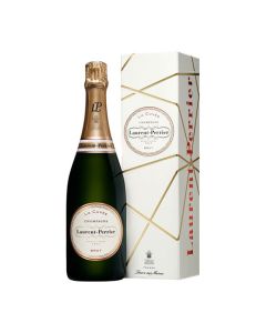 Bottle of Laurent Perrier La Cuvee champagne comes in a special giftbox.