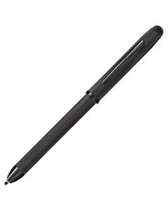 This Cross Tech3+ Brushed Black Multi-Function Pen with Stylus has an engraved texture all over the barrel and cap.