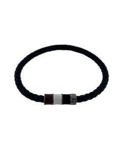 This BOSS bracelet comes with a braided black leather style.