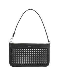 This BOSS faux leather handbag comes with brand name embossed onto the front.