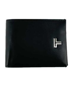 The TUMI Turin men's wallet has been crafted from a smooth black leather material.