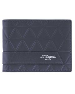 This Dupont wallet is made from a blue leather material.