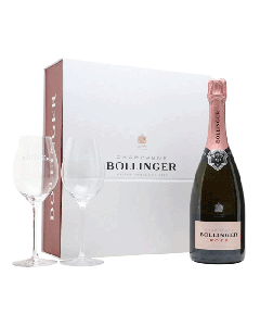 Rosé Champagne Gift Set - 75cl Bottle with Two Glasses by Bollinger