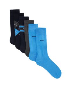 This Pack of 6 Novelty Blue Cotton Socks is designed by BOSS.