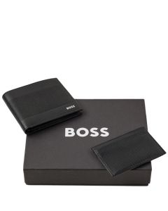 This Black Lined 8CC Wallet & 4CC Card Holder Gift Set is designed by BOSS.