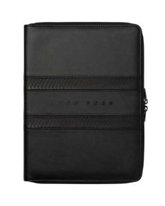 This Hugo Boss Black Tire A4 Conference Folder has been crafted out of leather.