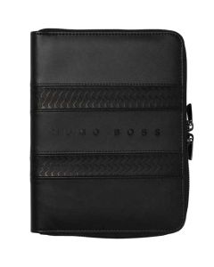This Hugo Boss Black Tire A5 Conference Folder has been crafted out of leather.