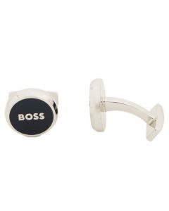 These Black Contrast Logo Andy Cufflinks are designed by BOSS.