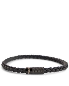 This Black Balik Braided Rubber Bracelet is designed by BOSS. 