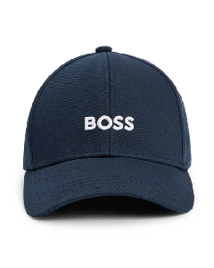 This BOSS Men's Blue Cotton Baseball Cap with Logo has an adjustable back. 
