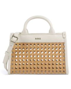 This BOSS ladies tote bag comes with a brown woven effect and cream leather.