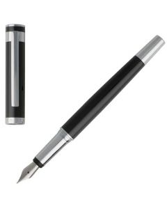 This black and chrome fountain pen has been developed by hugo boss.
