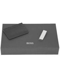 This is the BOSS Black Houndstooth Motif 4CC Card Holder & Money Clip Gift Set.