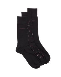 These are the BOSS Pack of 3 Black Cotton Blend Socks.