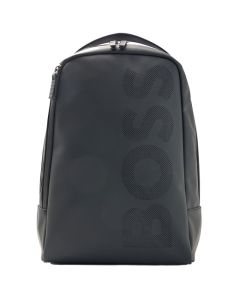 This Black Goodwin Faux Leather Backpack was designed by BOSS. 
