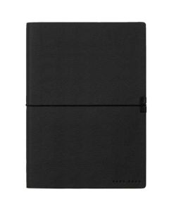 This Hugo Boss A5 Black Storyline Blank Notebook has been made out of textured leather.