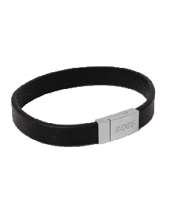 Blane Black Leather Cuff Bracelet With Magnetic Clasp