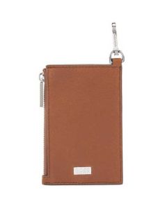 This is the BOSS Crosstown Brown Soft Grain 5CC Coin Case with Metal Clasp. 
