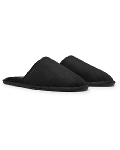 Men's Black Faux Suede Slippers with Rubber Sole by BOSS