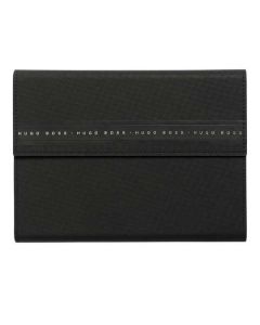 This Hugo Boss Ribbon A5 Black Folder has a rubberised effect.