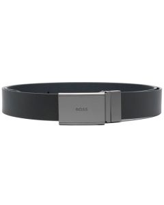 This Genny Black Belt with Interchangeable Plaque & Pin Buckles was designed by BOSS. 