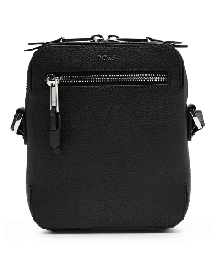 BOSS Highway Grained Leather Reporter Bag in Black