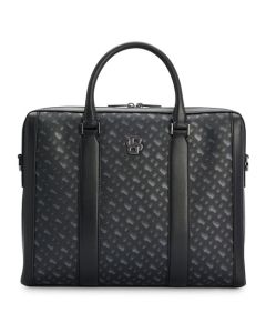 This BOSS 'B' Icon Monogram Document Case in Regenerated Leather has the BOSS monogram print all over with plain black trims.