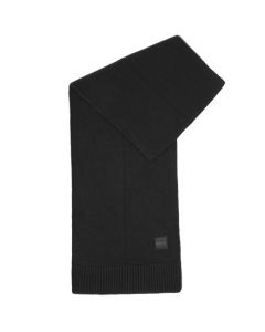 This Black Plain-Knit Scarf was designed by BOSS. 