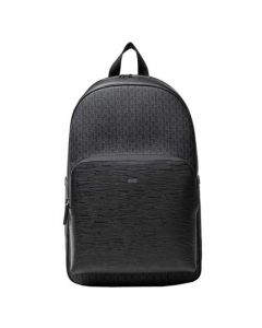 This Hugo Boss black leather backpack comes with a monogram design in the leather. 