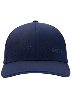This Navy Stretch-Twill Cap with Printed Logo is designed by BOSS.