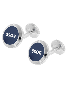 These BOSS Blue Logo Inlay Round Cufflinks come with a drawstring pouch and gift box.