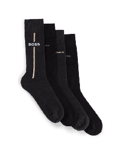 BOSS Pack of 4 Logo Detail Cotton Blend Socks