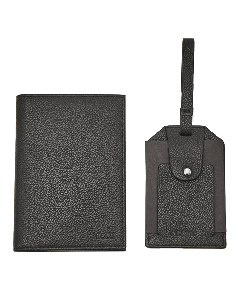 Grained Leather Passport Holder & Luggage Tag Set