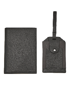Hugo Boss' Grained Leather Passport Holder & Luggage Tag Set comes in a presentation box.