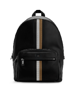 This BOSS backpack is from the Ray collection and comes in a sleek faux leather with a polyester lining. 