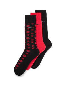 BOSS Pack of 3 Cotton Blend Socks Black & Red