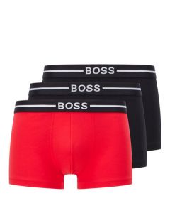 This 3-Pack of Organic Cotton Trunks in Black & Red have been designed by BOSS. 