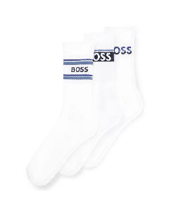 BOSS Logo-Trimmed 3 Pack Sports Socks White