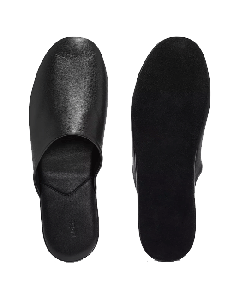 These Men's Black Leather Travel Slippers by Hugo Boss are made from lamb leather and are light and easy to travel with.