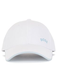 White Adjustable Cap with Contrast Logo & Tipping designed by BOSS.